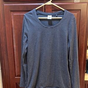 Cabi Blue striped Long Sleeve round neck size Large
